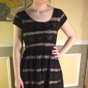 Black lace dress with ribbon back